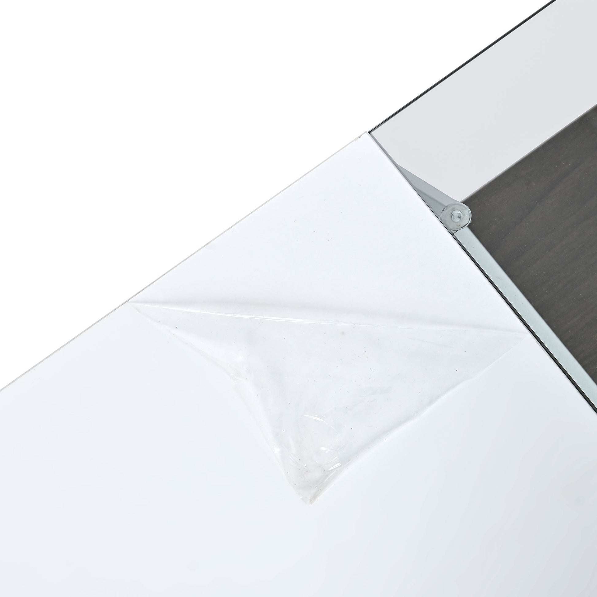 6Mm Glass Top Coffee Table With Open Shelves And Cabinets, Geometric Style Cocktail Table With Great Storage Capacity, Modernist 2 Tier Center Table For Living Room, White White Particle Board