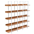 5 Tier Bookcase Home Office Open Bookshelf, Vintage Industrial Style Shelf, Mdf Board, White Metal Frame, Brown Brown White Mdf Steel