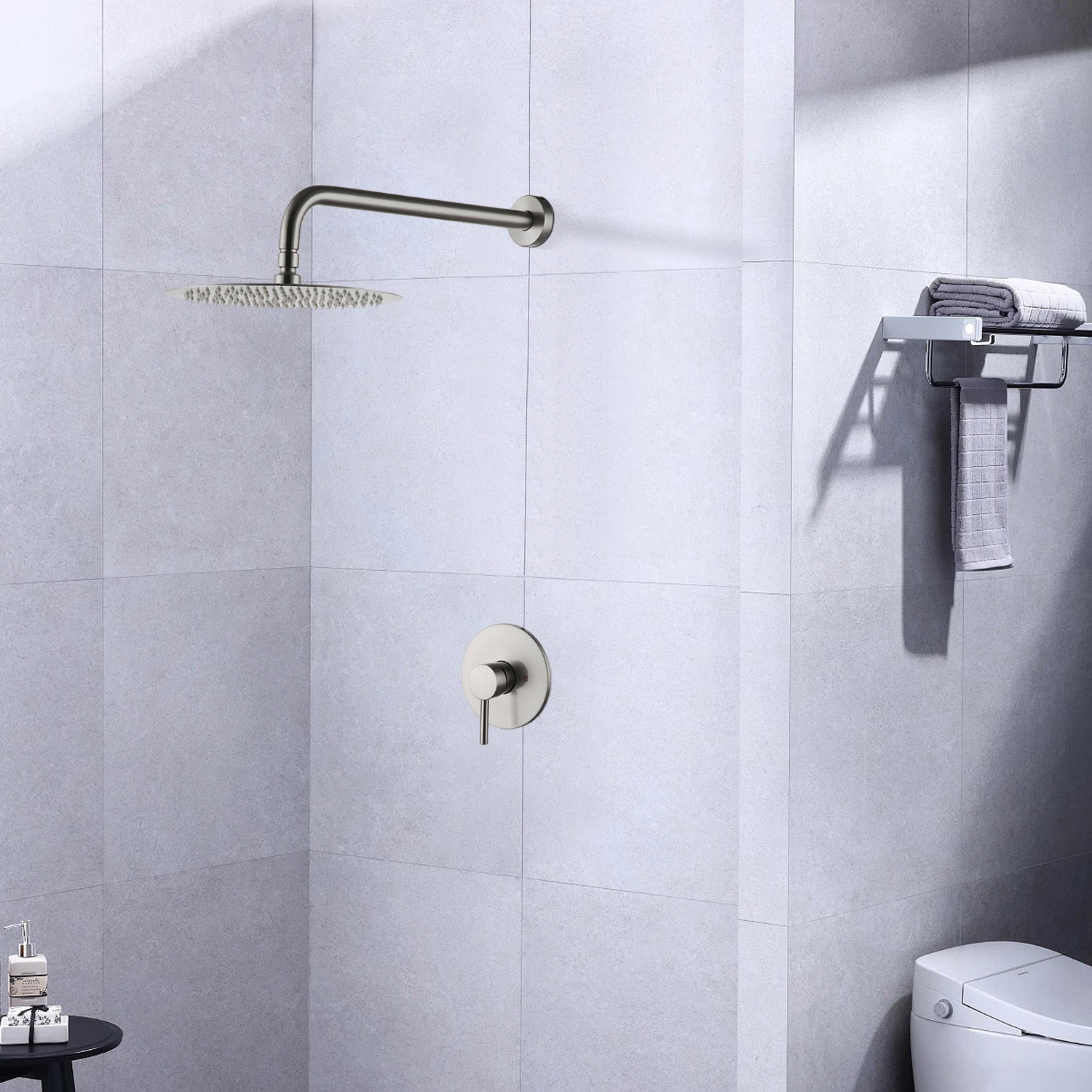 Wall Mounted Shower Faucet In Brushed Nickel Valve Included Brushed Nickel Brass