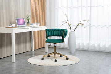 Coolmore Home Office Desk Chair, Vanity Chair, Modern Adjustable Home Computer Executive Chair Swivel Task Chair For Small Space, Living Room, Make Up, Studying Emerald Polyester
