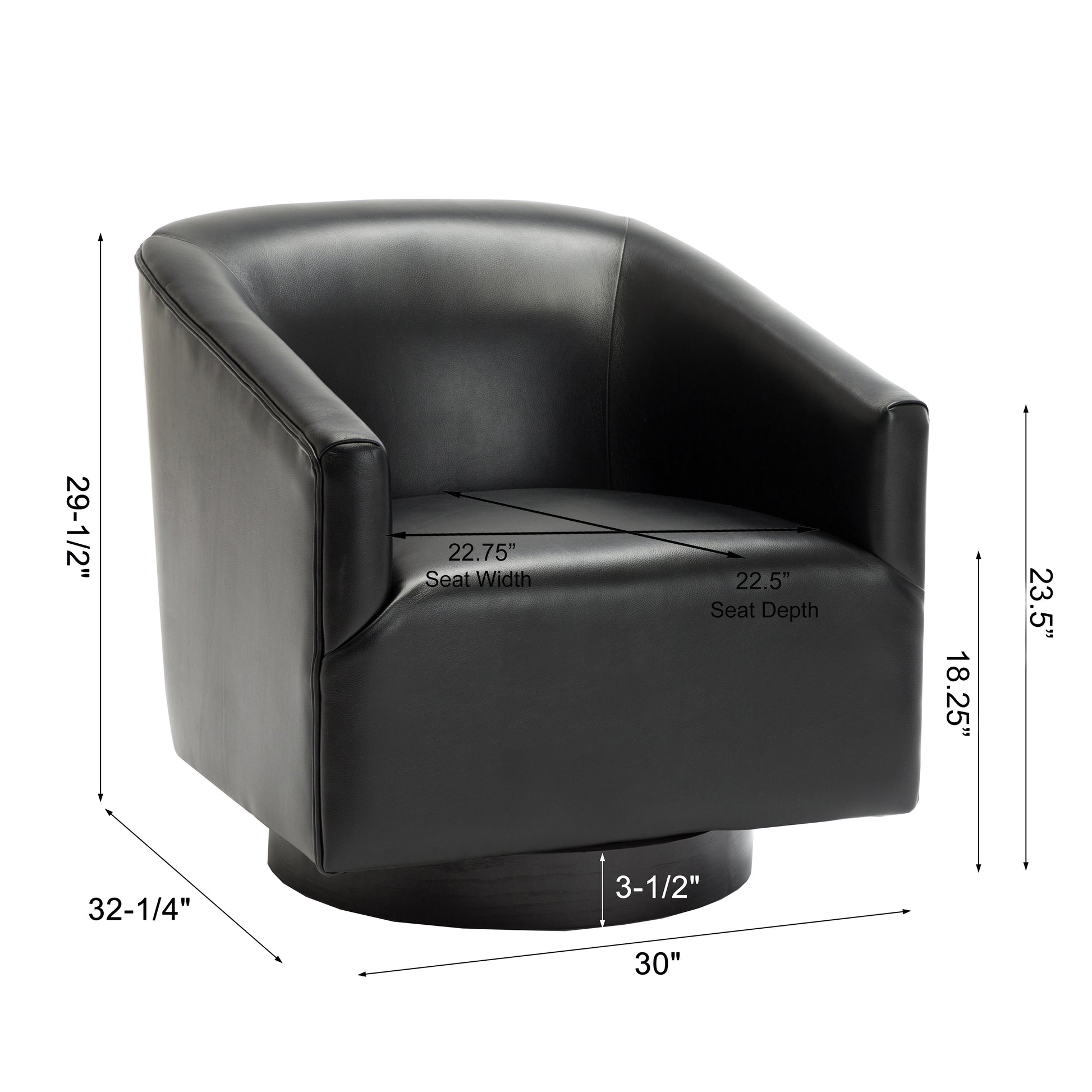 Garland Black Wood Base Swivel Chair Black Foam Pu Leather
