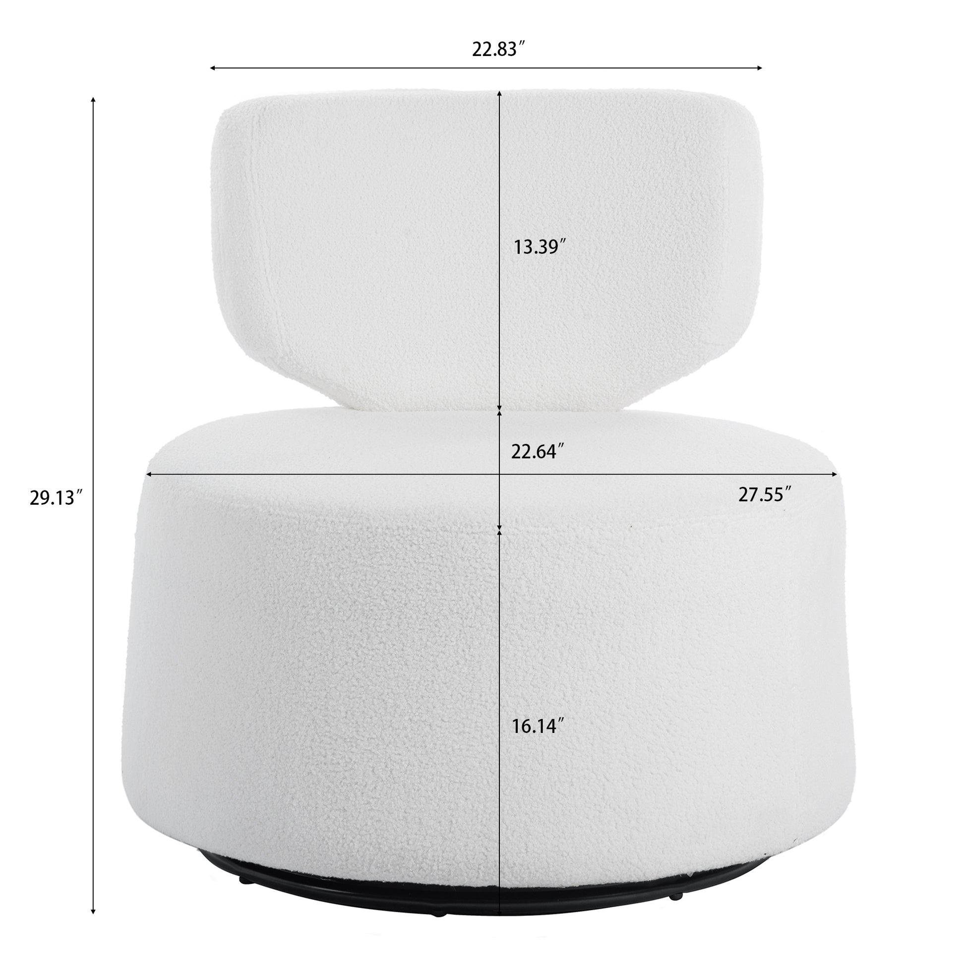 29.13" Wide Swivel Chair White Plush Plush