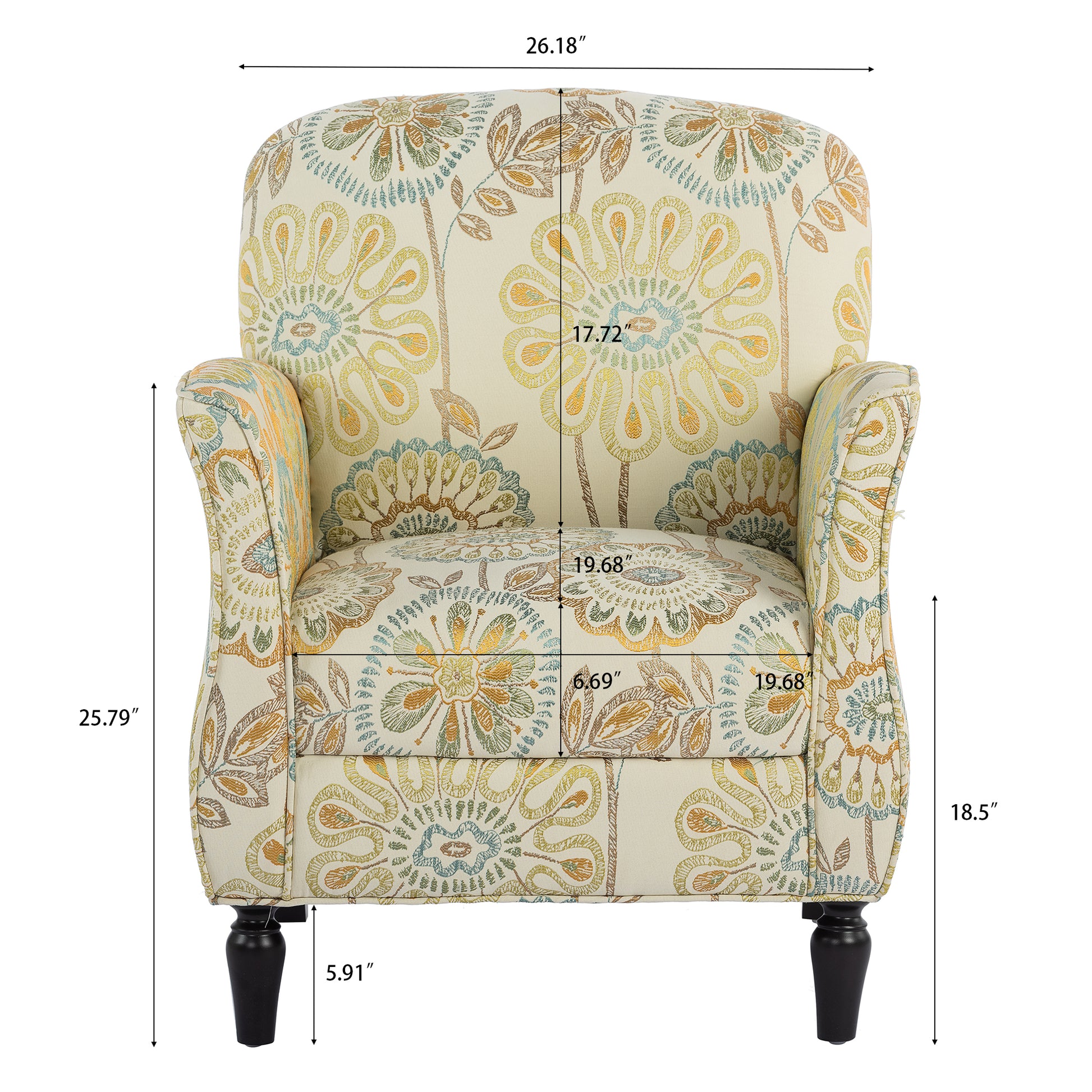 Accent Chairs For Living Room Beige Yellow Fabric