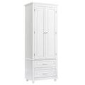 Tall Storage Cabinet With Two Drawers For Bathroom Office, White White Mdf