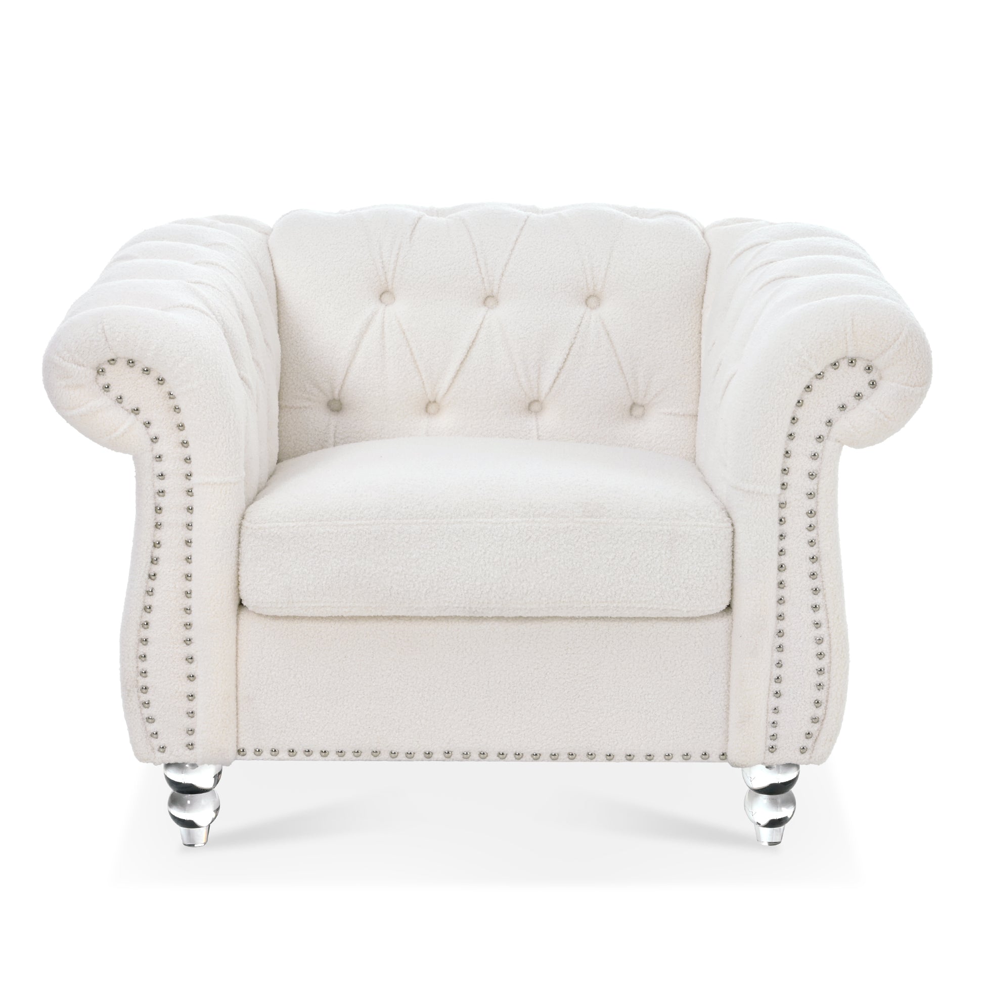 1 Seater Sofa For Living Room White Polyester