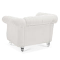 1 Seater Sofa For Living Room White Polyester
