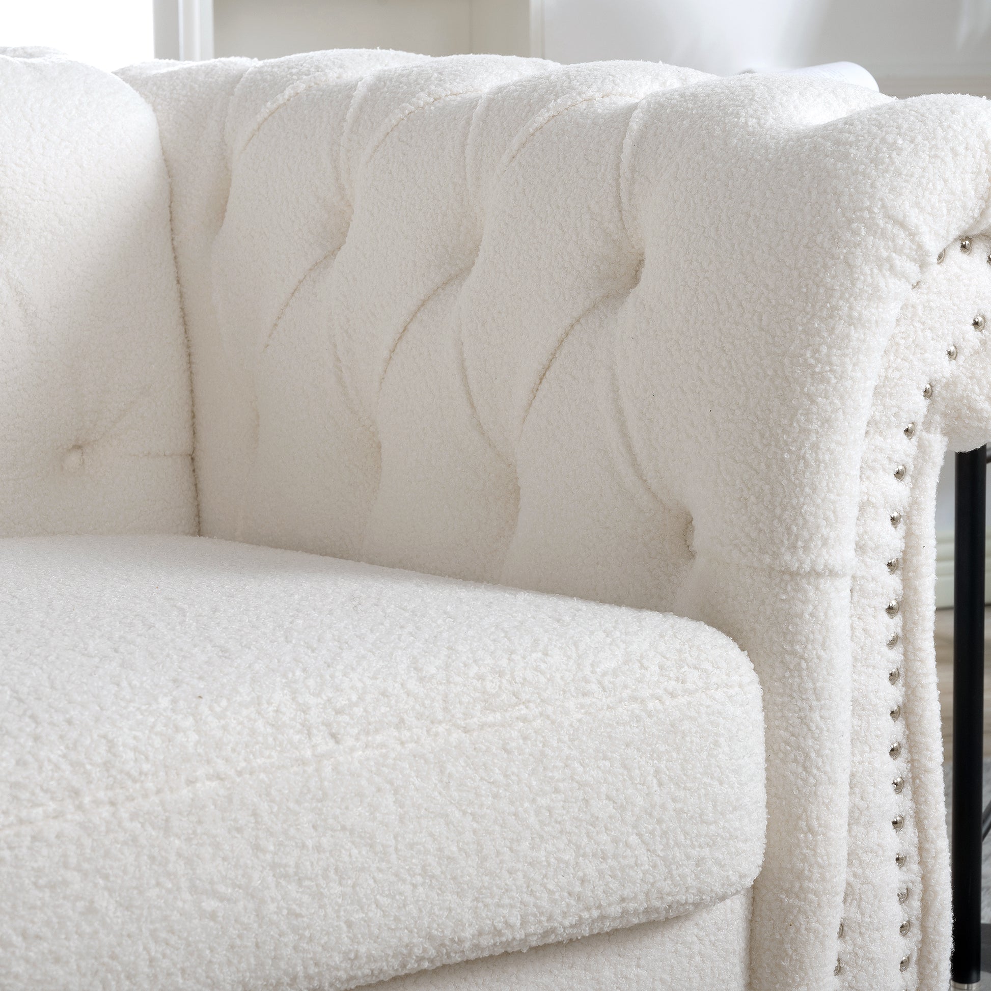 1 Seater Sofa For Living Room White Polyester