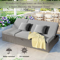 Outdoor Double Sunbed, Wicker Rattan Patio Reclining Chairs With Adjustable Backrest And Seat, Conversational Set For 2 Person, Gray Yes Complete Patio Set Gray Water Resistant Frame Water Resistant Cushion Garden & Outdoor Casual Sofa Seating Groups