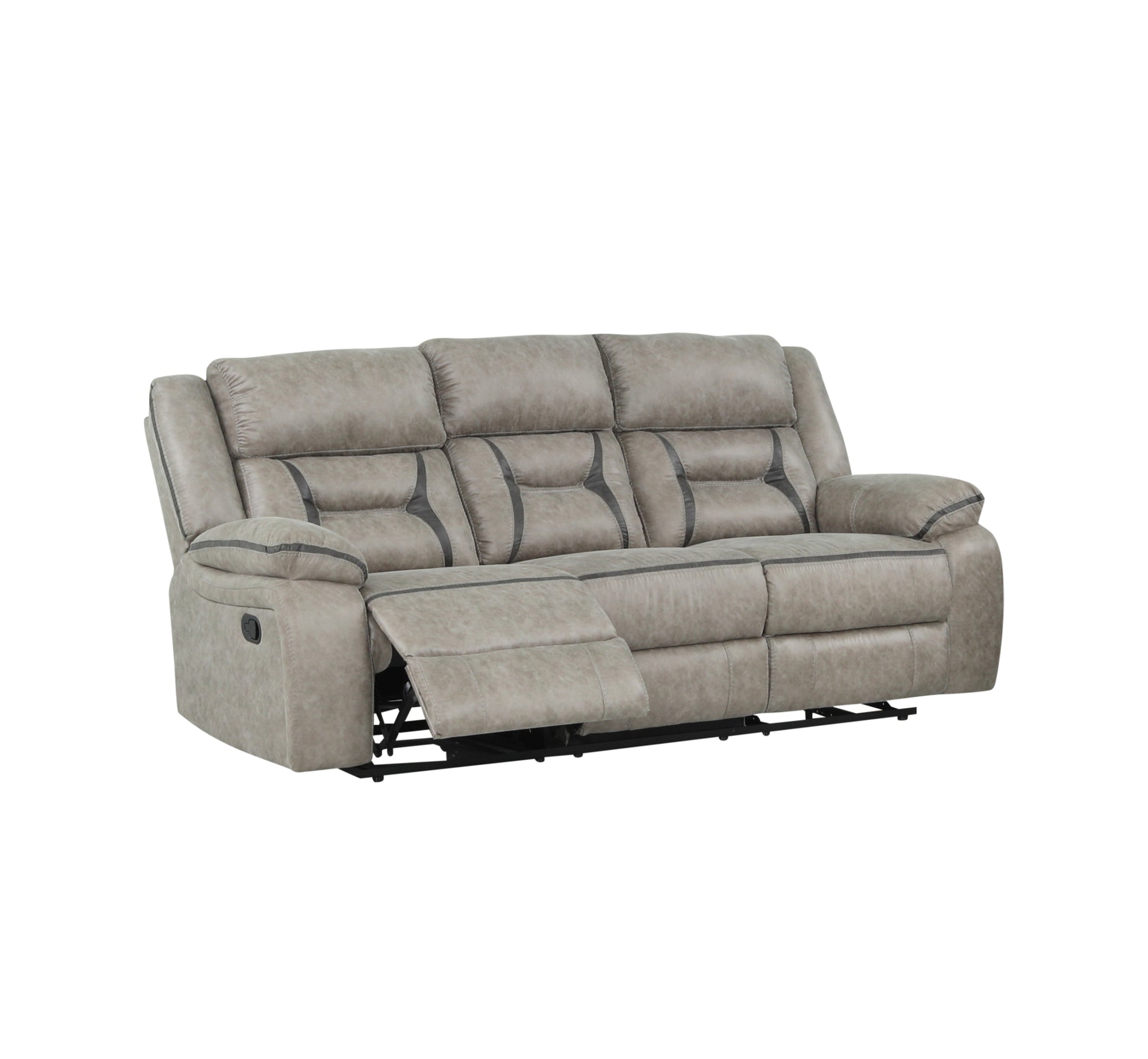 Denali Faux Leather Upholstered 3 Pc Sofa Set Made With Wood Finished In Gray Gray Faux Leather Metal Primary Living Space Medium Soft Cushion Back Contemporary,Modern Solid Wood Mdf Wood 6 Seat