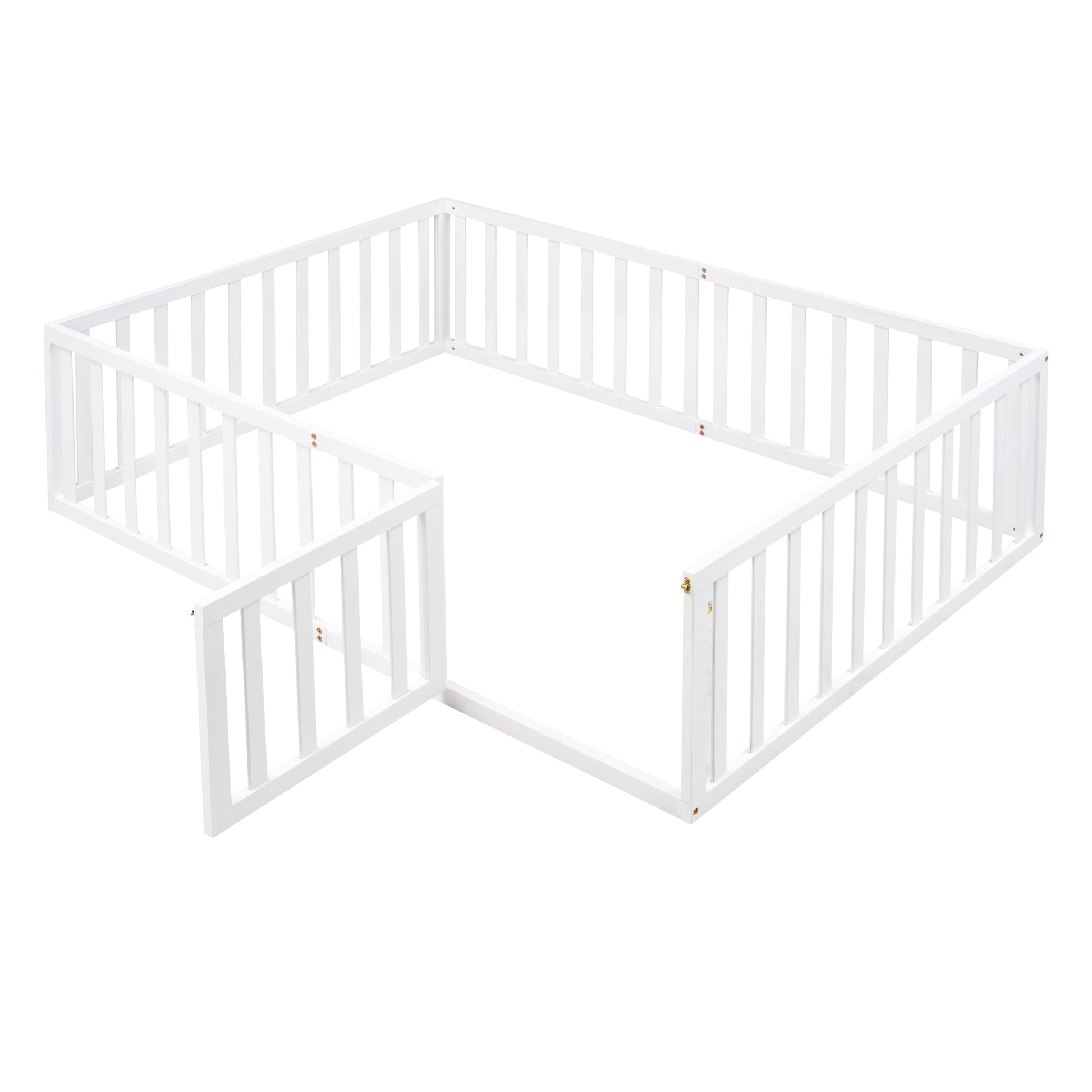 Full Size Wood Daybed Frame With Fence, White Old Sku:Wf289662Aak White Solid Wood