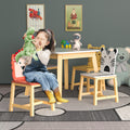 5 Piece Kiddy Table And Chair Setkids Wood Table With 4 Chairs Set Cartoon Animals Bigger Table 3 8 Years Old White Solid Wood