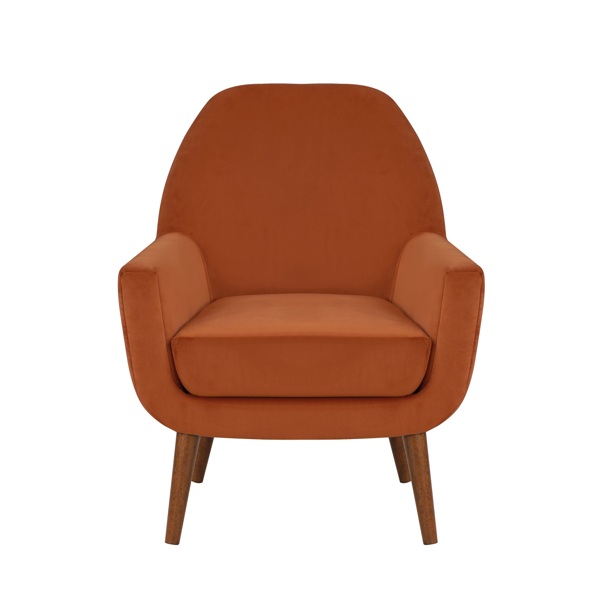 Astrid Mid Century Burnt Orange Velvet Arm Chair Orange Foam Velvet