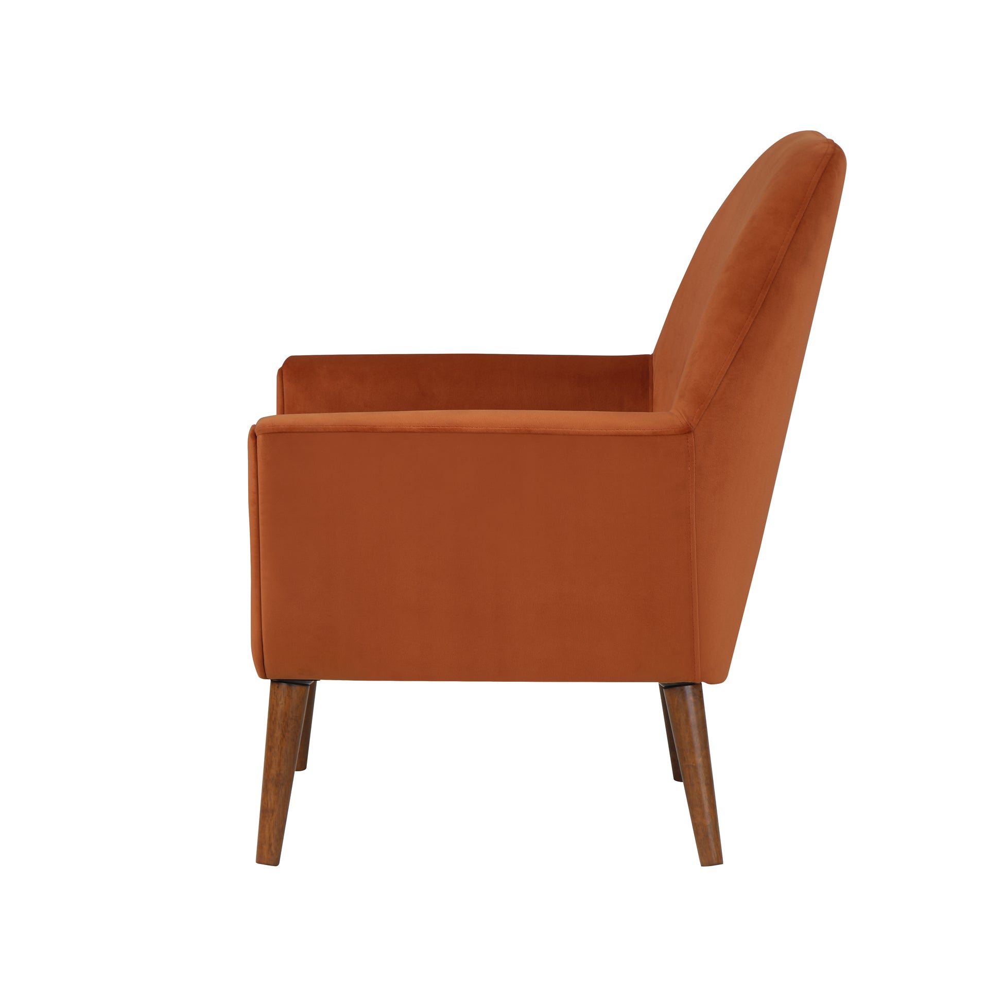 Astrid Mid Century Burnt Orange Velvet Arm Chair Orange Foam Velvet