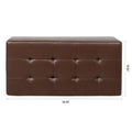 Storage Ottoman With Wooden Legs, Faux Leather Ottoman With Storage For Living Room, Bedroom & Hallway, Ottoman Foot Rest, 38.4