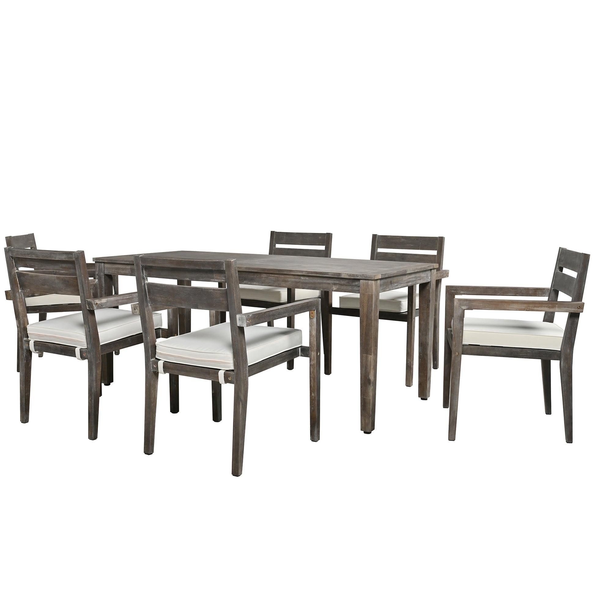 Acacia Wood Outdoor Dining Table And Chairs Suitable For Patio, Balcony Or Backyard Grey Acacia Wood