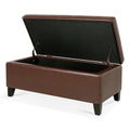 Storage Ottoman With Wooden Legs, Faux Leather Ottoman With Storage For Living Room, Bedroom & Hallway, Ottoman Foot Rest, 38.4