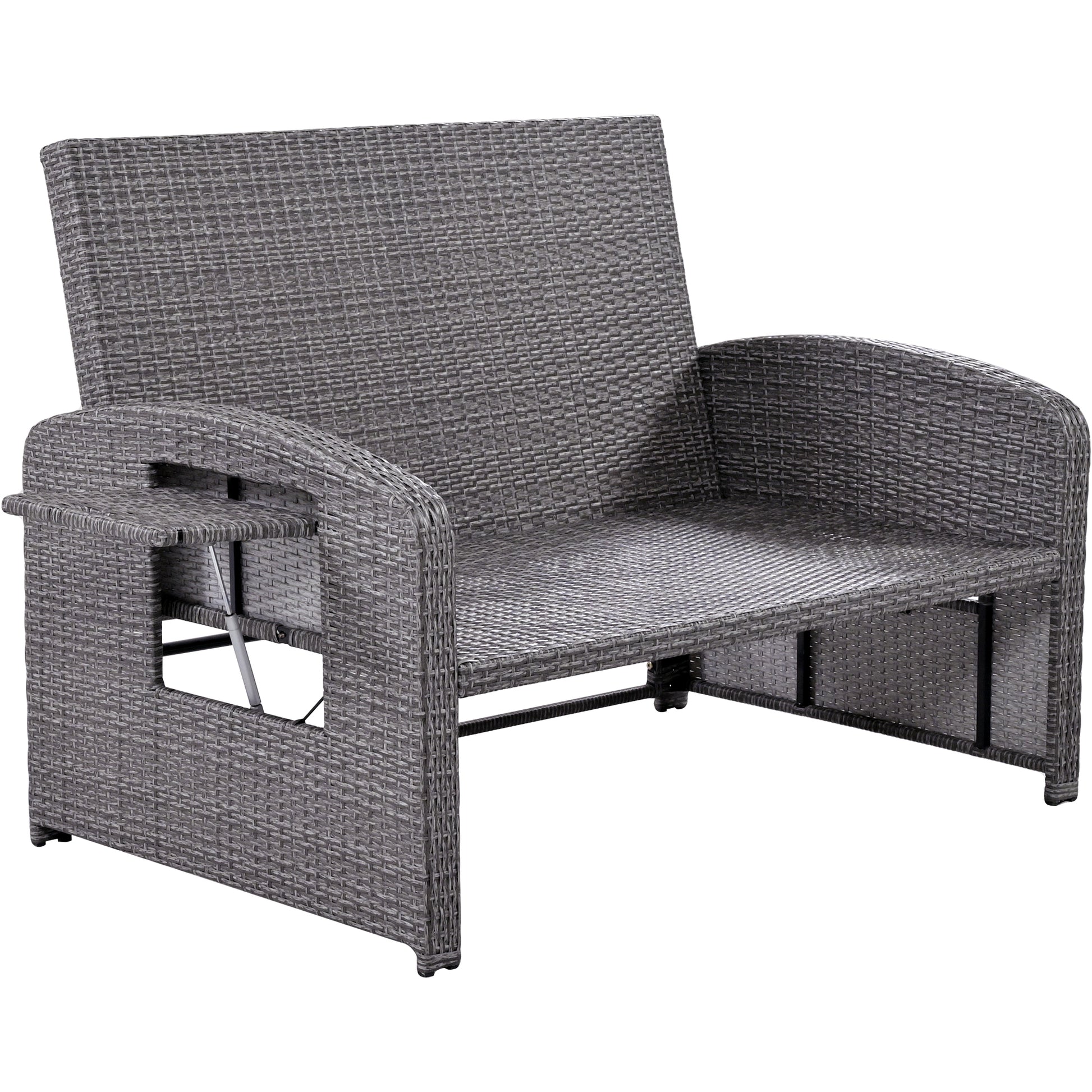 Pe Wicker Rattan Double Chaise Lounge, 2 Person Reclining Daybed With Adjustable Back And Cushions, Free Furniture Protection Cover, White Yes Complete Patio Set White Water Resistant Frame Water Resistant Cushion Garden & Outdoor Casual Sofa Seating