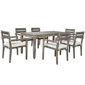 Acacia Wood Outdoor Dining Table And Chairs Suitable For Patio, Balcony Or Backyard Grey Acacia Wood