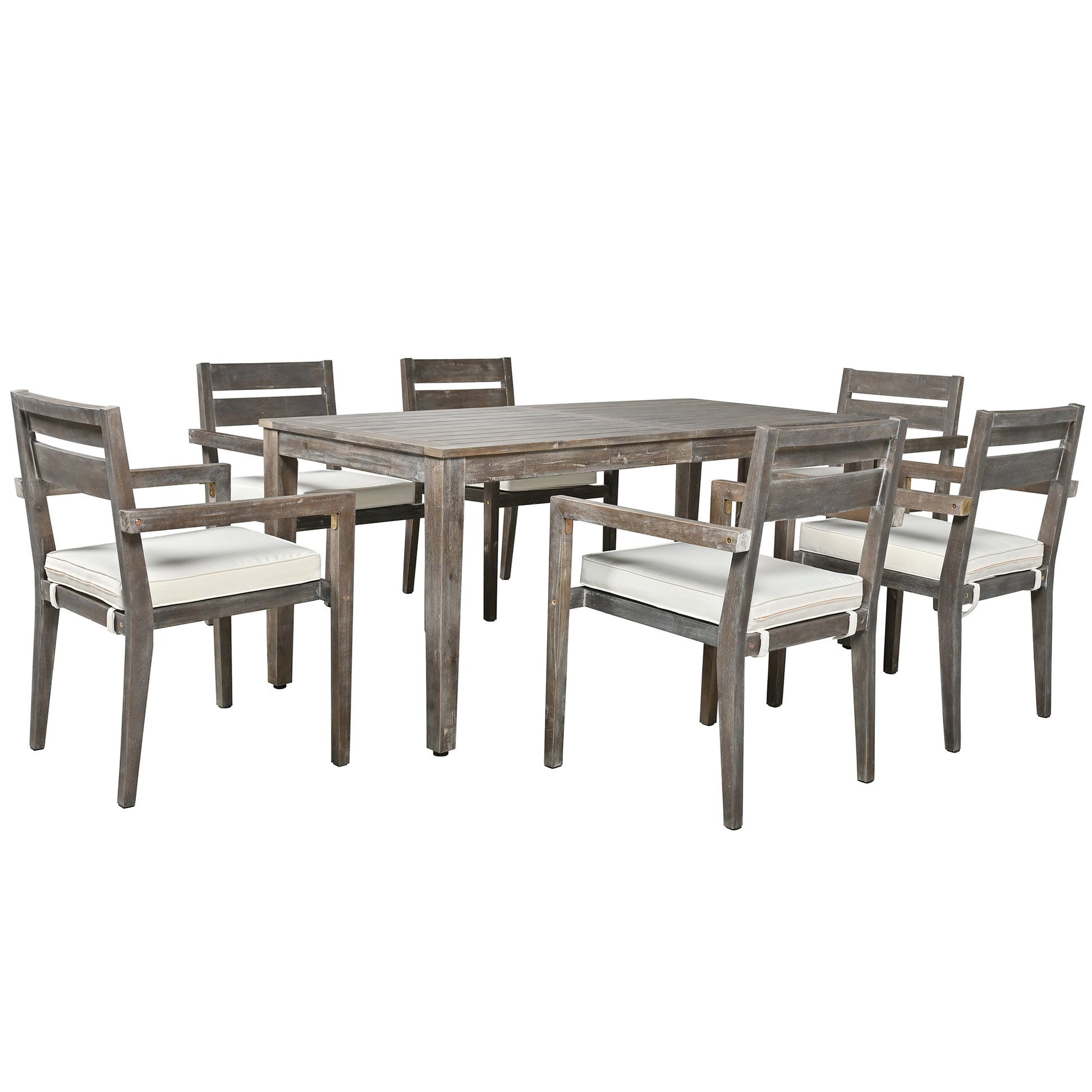 Acacia Wood Outdoor Dining Table And Chairs Suitable For Patio, Balcony Or Backyard Grey Acacia Wood