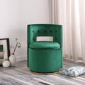 360 Swivel Accent Chair With Storage Function, Velvet Curved Chair With Gold Metal Base For Living Room, Nursery, Bedroom Video Green Velvet