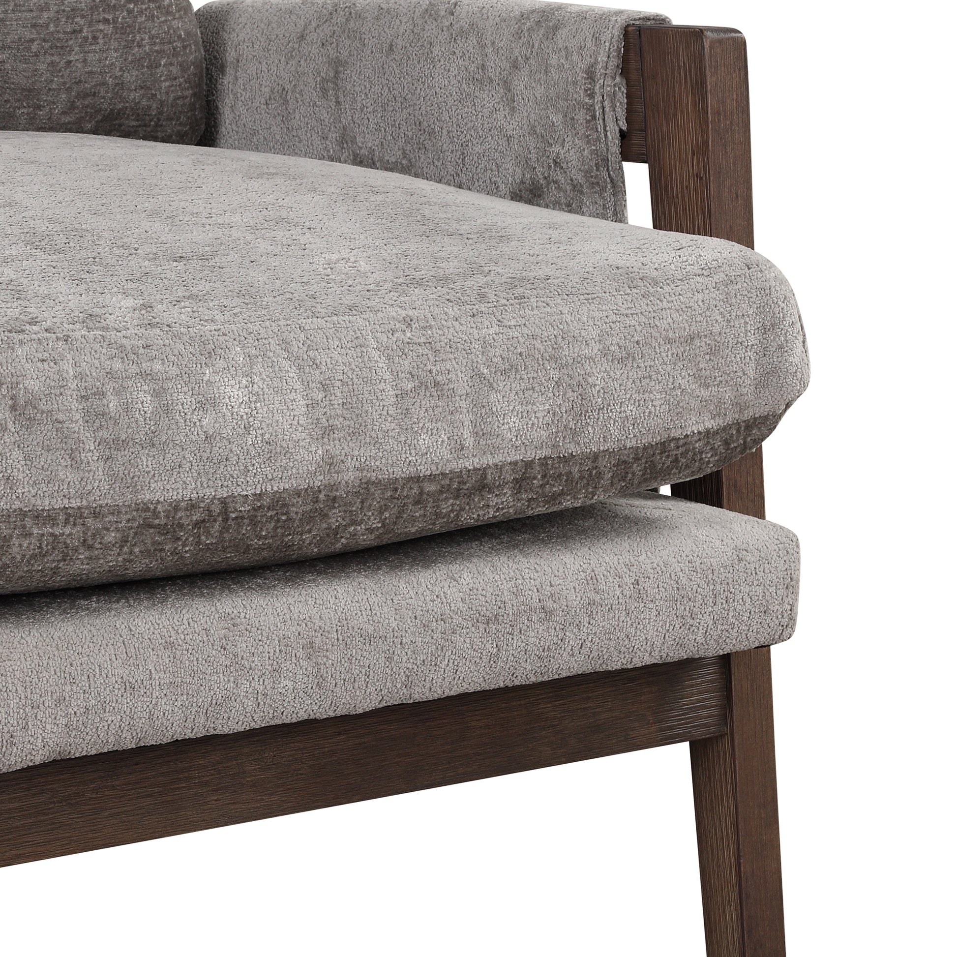 Mid Century Modern Velvet Accent Chair,Leisure Chair With Solid Wood And Thick Seat Cushion For Living Room,Bedroom,Studio,Grey Grey Foam Velvet