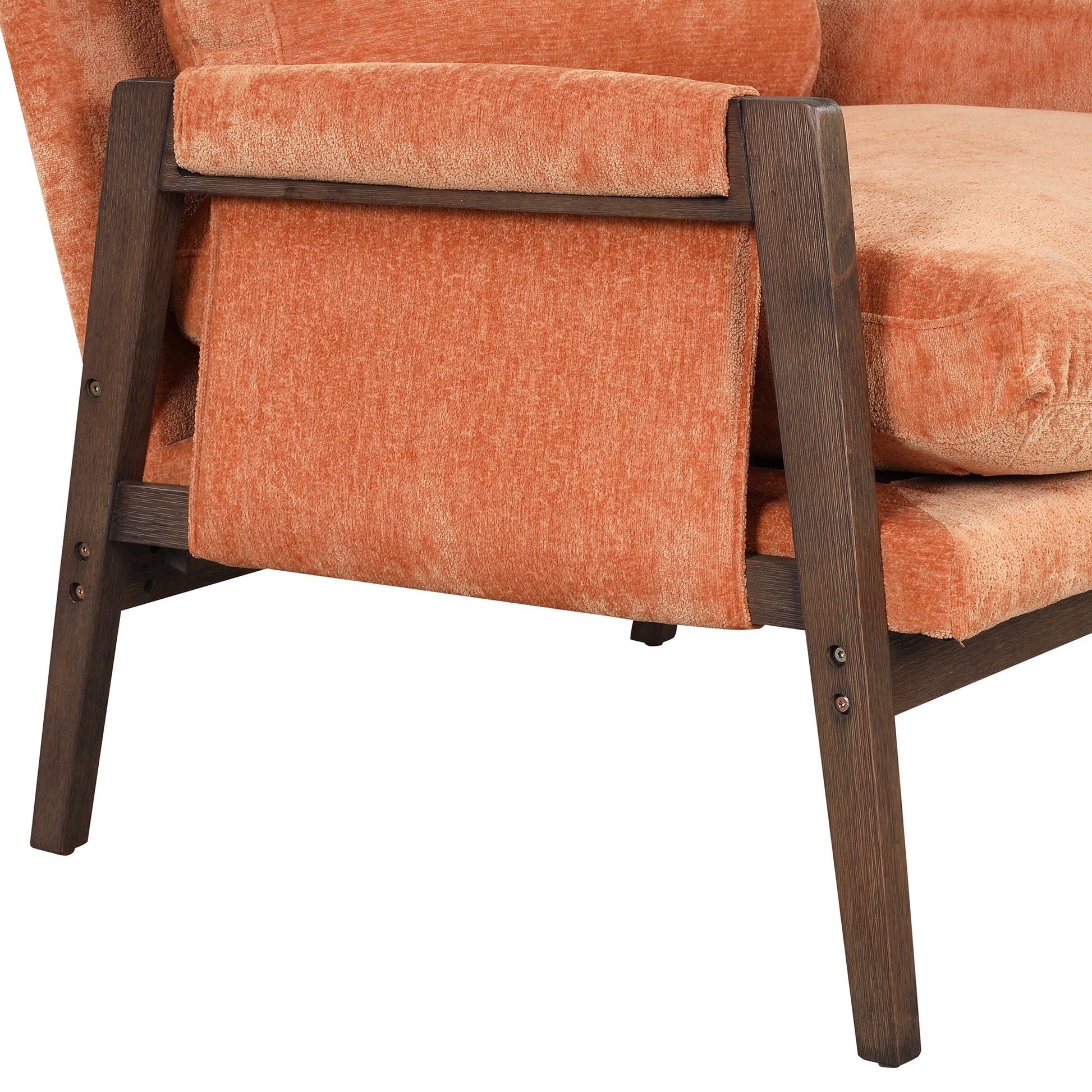 Mid Century Modern Velvet Accent Chair,Leisure Chair With Solid Wood And Thick Seat Cushion For Living Room,Bedroom,Studio,Orange Orange Foam Velvet