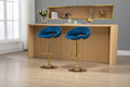 Coolmore Swivel Bar Stools Set Of 2 Adjustable Counter Height Chairs With Footrest For Kitchen, Dining Room 2Pc Set Navy Blue Polyester