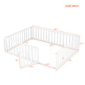 Queen Size Wood Floor Bed Frame With Fence And Door, White Old Sku:Wf289663Aak White Solid Wood