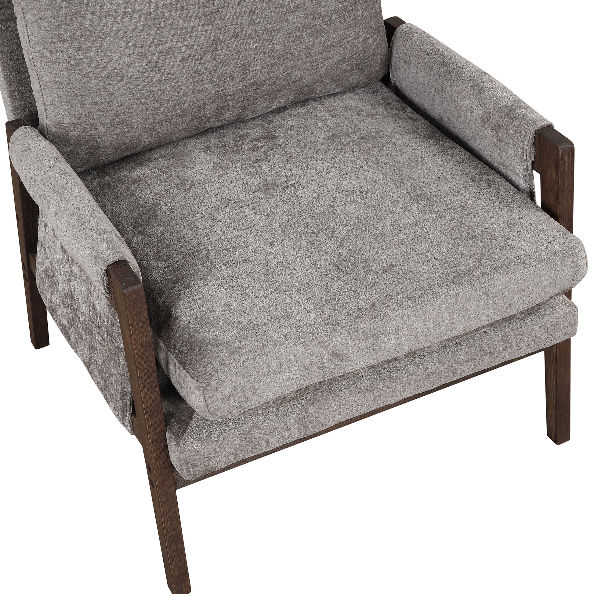 Mid Century Modern Velvet Accent Chair,Leisure Chair With Solid Wood And Thick Seat Cushion For Living Room,Bedroom,Studio,Grey Grey Foam Velvet