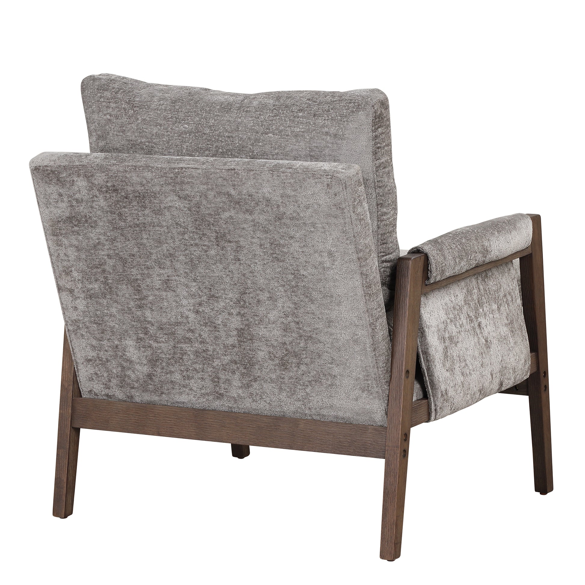 Mid Century Modern Velvet Accent Chair,Leisure Chair With Solid Wood And Thick Seat Cushion For Living Room,Bedroom,Studio,Grey Grey Foam Velvet