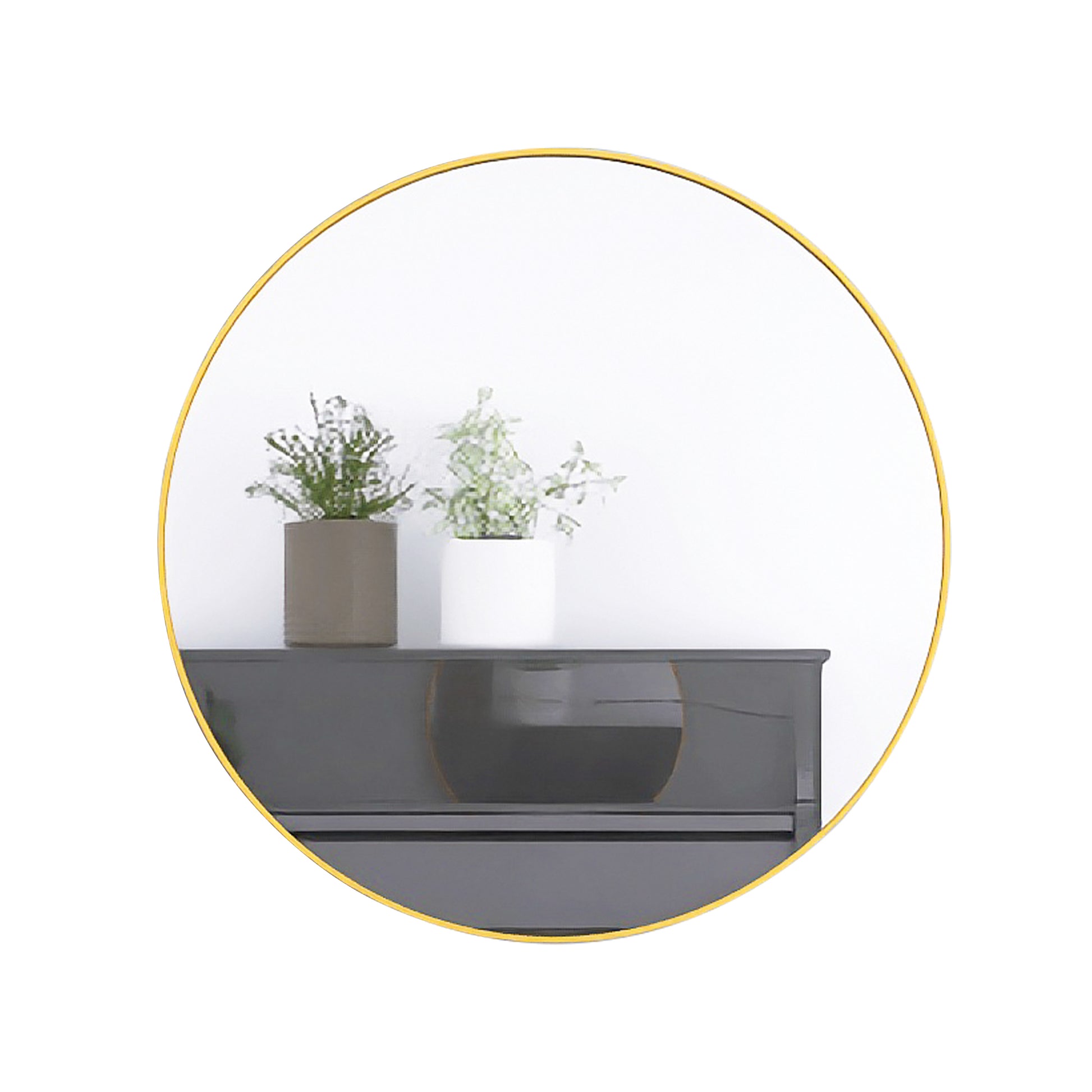24" Wall Round Circle Mirror Bathroom Make Up Vanity Mirror Golden Golden Glass