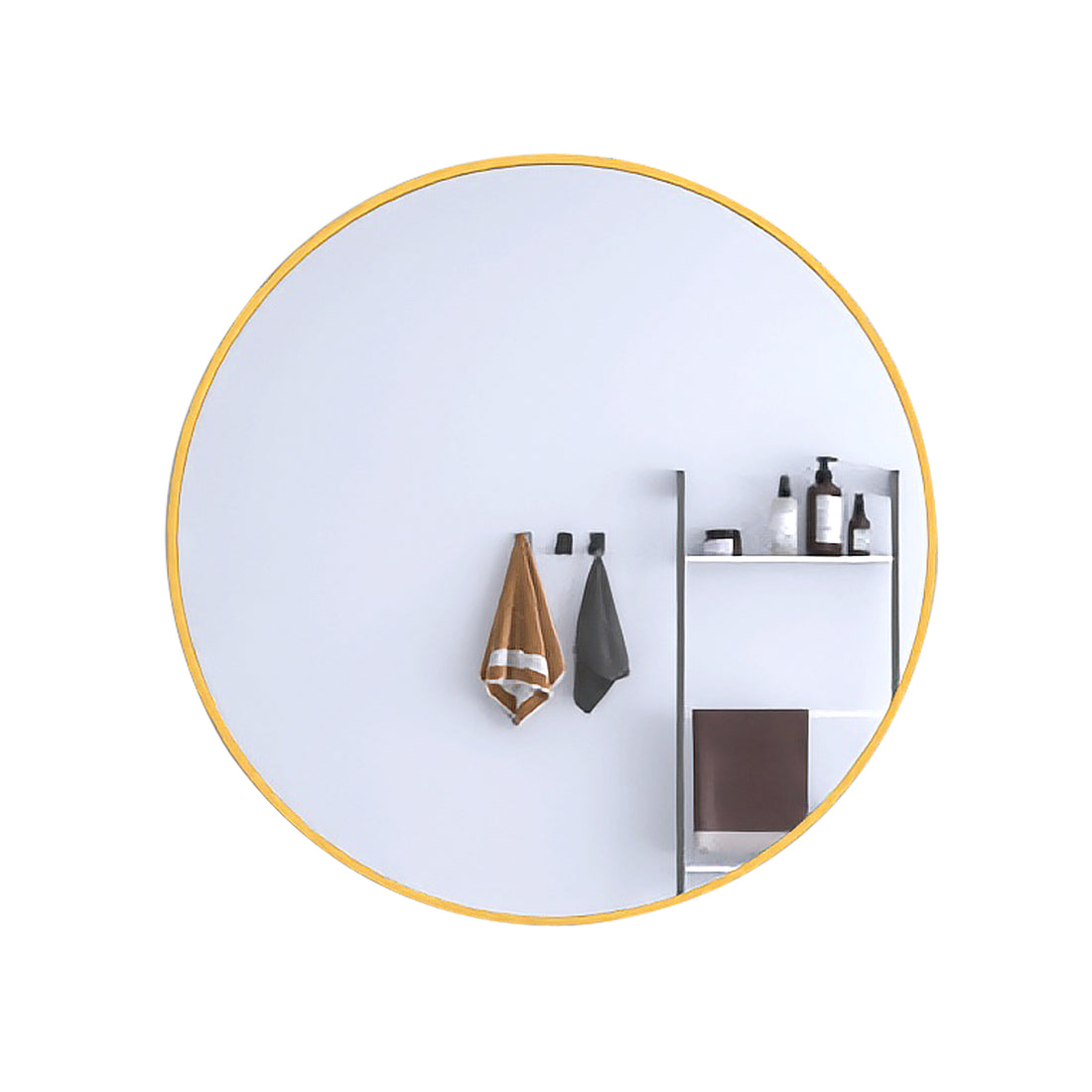 24" Wall Round Circle Mirror Bathroom Make Up Vanity Mirror Golden Golden Glass