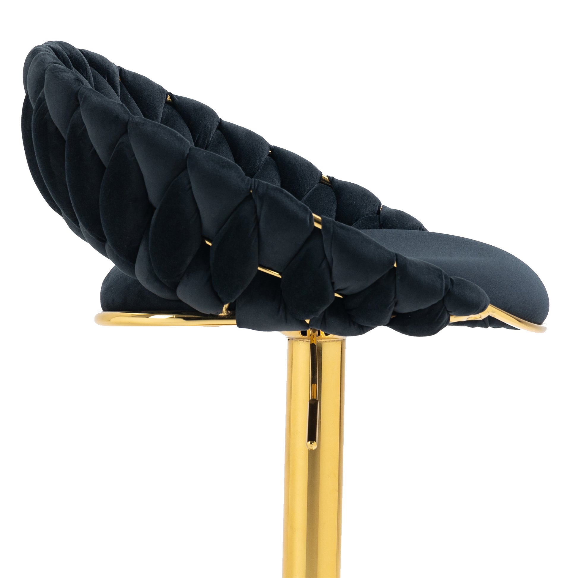 Coolmore Swivel Bar Stools Set Of 2 Adjustable Counter Height Chairs With Footrest For Kitchen, Dining Room 2Pc Set Black Polyester