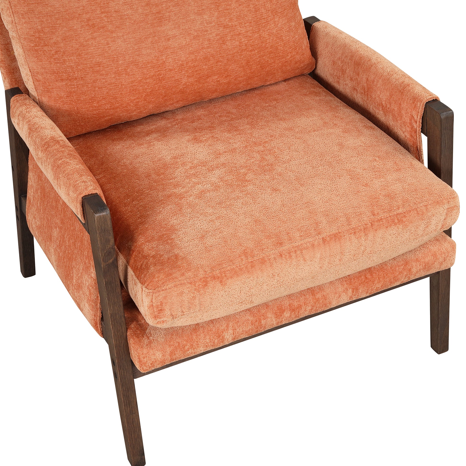 Mid Century Modern Velvet Accent Chair,Leisure Chair With Solid Wood And Thick Seat Cushion For Living Room,Bedroom,Studio,Orange Orange Foam Velvet