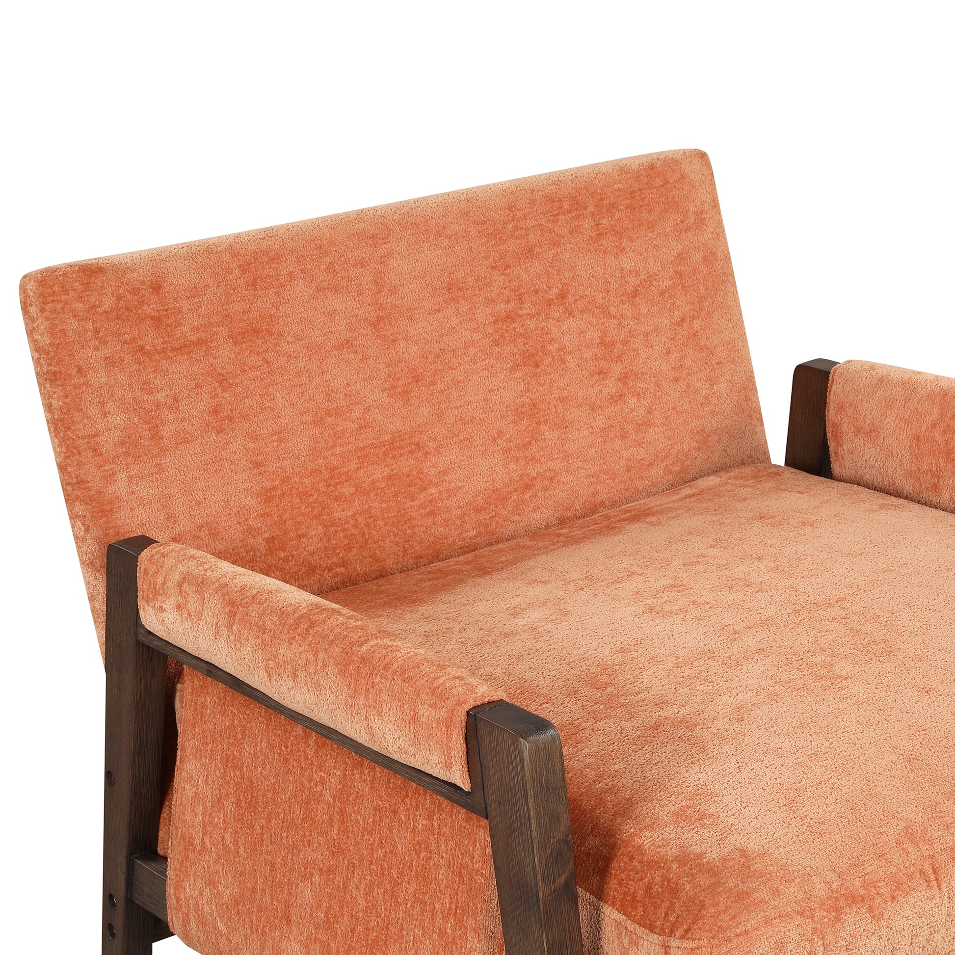 Mid Century Modern Velvet Accent Chair,Leisure Chair With Solid Wood And Thick Seat Cushion For Living Room,Bedroom,Studio,Orange Orange Foam Velvet