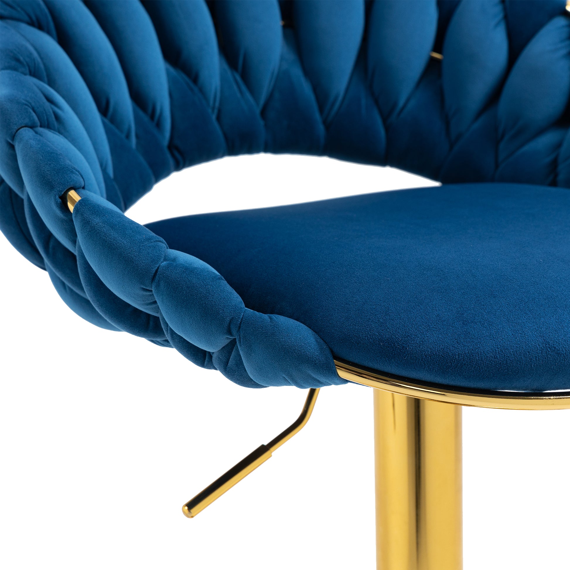 Coolmore Swivel Bar Stools Set Of 2 Adjustable Counter Height Chairs With Footrest For Kitchen, Dining Room 2Pc Set Navy Blue Polyester