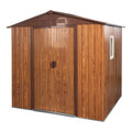 6Ft X 6Ft Outdoor Metal Storage Shed With Metal Floor Base ,With Window Coffee Iron