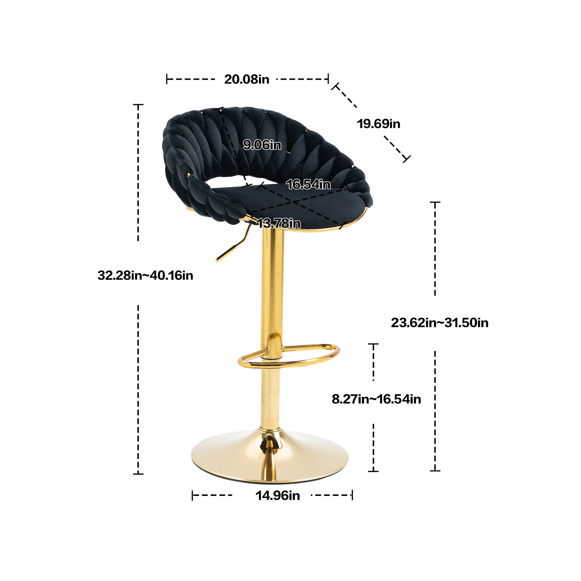 Coolmore Swivel Bar Stools Set Of 2 Adjustable Counter Height Chairs With Footrest For Kitchen, Dining Room 2Pc Set Black Polyester