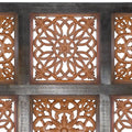 Decorative Mango Wood Wall Panel With Cutout Flower Pattern, Brown Brown Metal & Wood