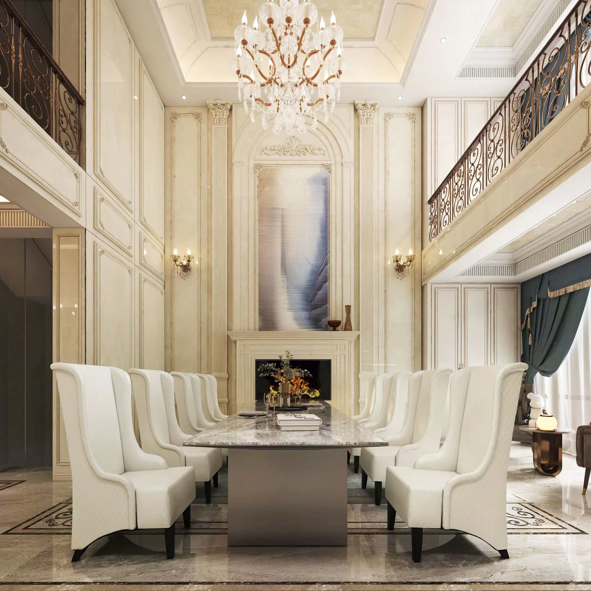 23.03" Wide Faux Leather High Back Accent Chair, Comfy High Wingback Chair, Living Room Chair With Soft Padded & Wooden Legs, Modern Side Chair For Living Room, Bedroom, White White Pu