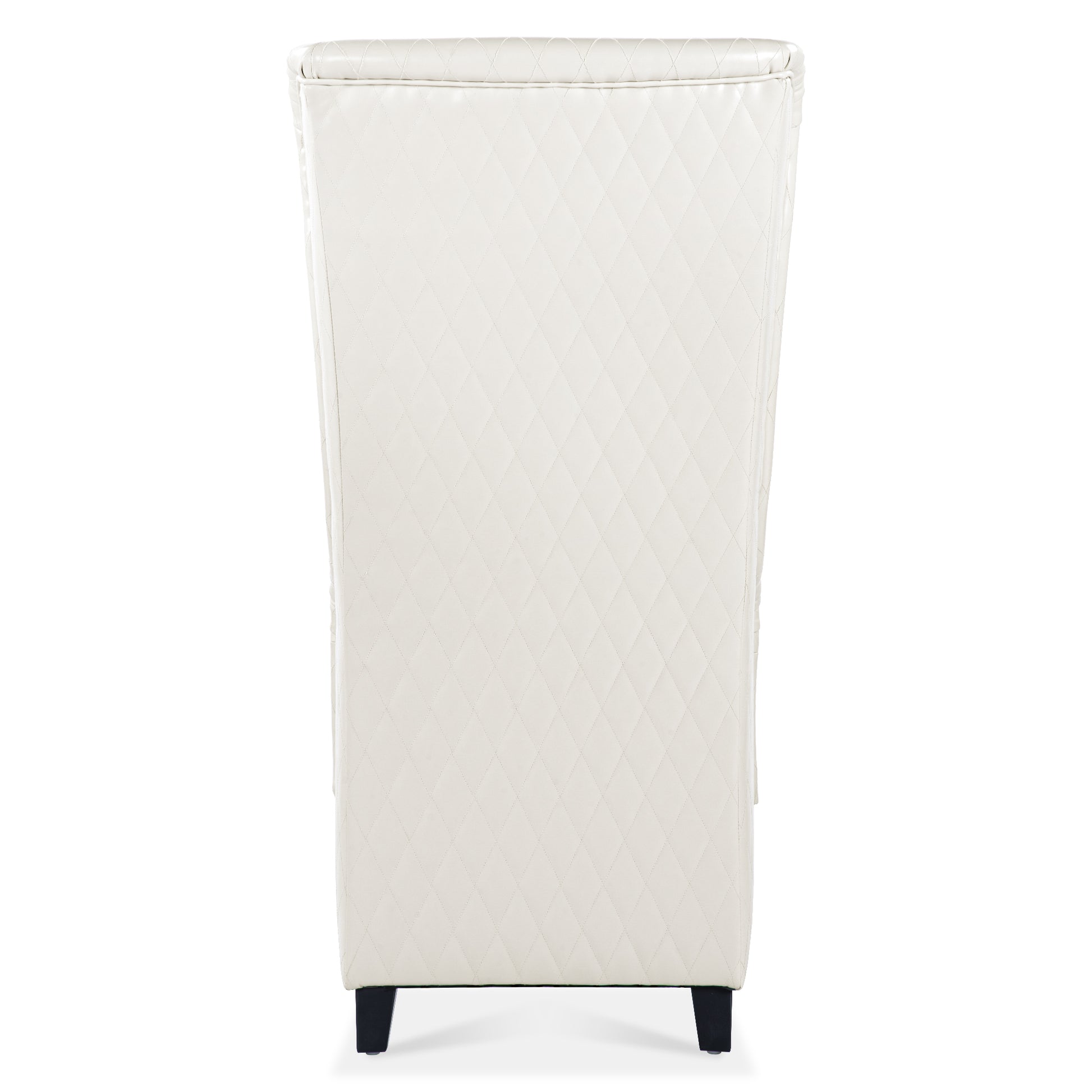 23.03" Wide Faux Leather High Back Accent Chair, Comfy High Wingback Chair, Living Room Chair With Soft Padded & Wooden Legs, Modern Side Chair For Living Room, Bedroom, White White Pu