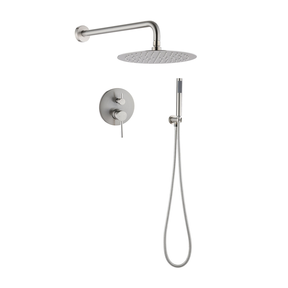10" Brushed Nickle Roud Rain Shower Head And Handheld Shower Head Set Brushed Nickel Brass