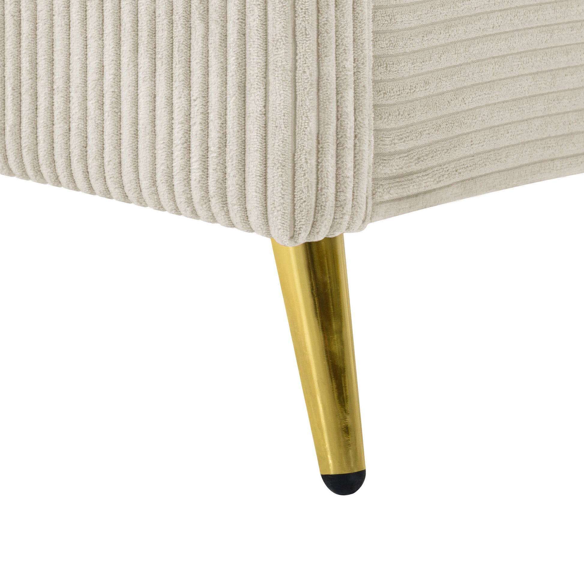 Queen Size Corduroy Platform Bed With Metal Legs, Beige Beige Corduroy
