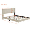Queen Size Corduroy Platform Bed With Metal Legs, Beige Beige Corduroy