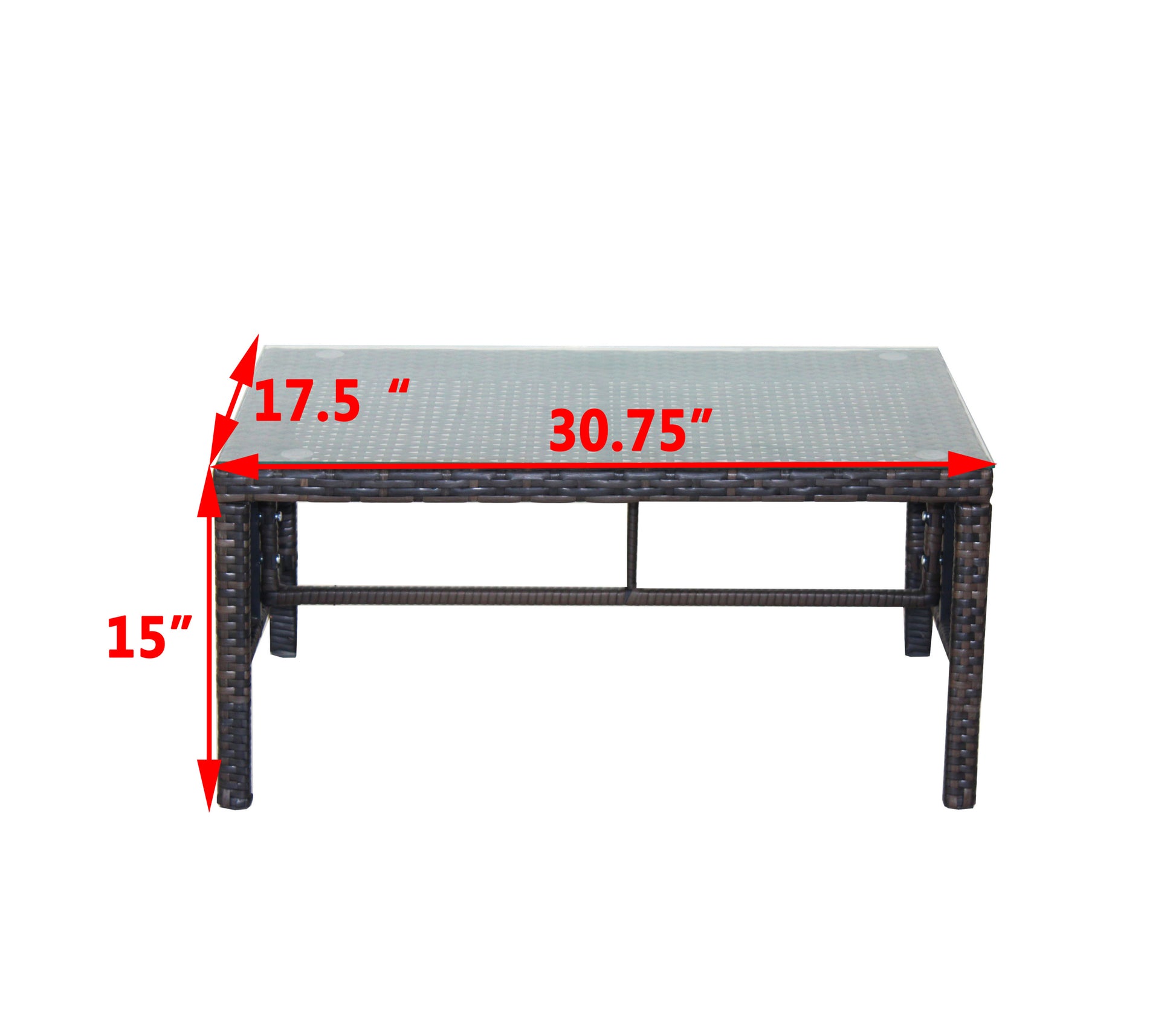 Outdoor Patio Furniture 1 Coffee Table With Clear Tempered Glass Brown Rattan