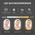 40X24 Inch Bathroom Mirror With Lights, Anti Fog Dimmable Led Mirror For Wall Touch Control, Frameless Oval Smart Vanity Mirror Vertical Hanging Natural Modern Glass