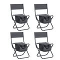 Set Of 5, Folding Outdoor Table And Chairs Set For Indoor, Outdoor Camping, Picnics, Beach,Backyard, Bbq, Party, Patio, Black Gray Black Aluminum