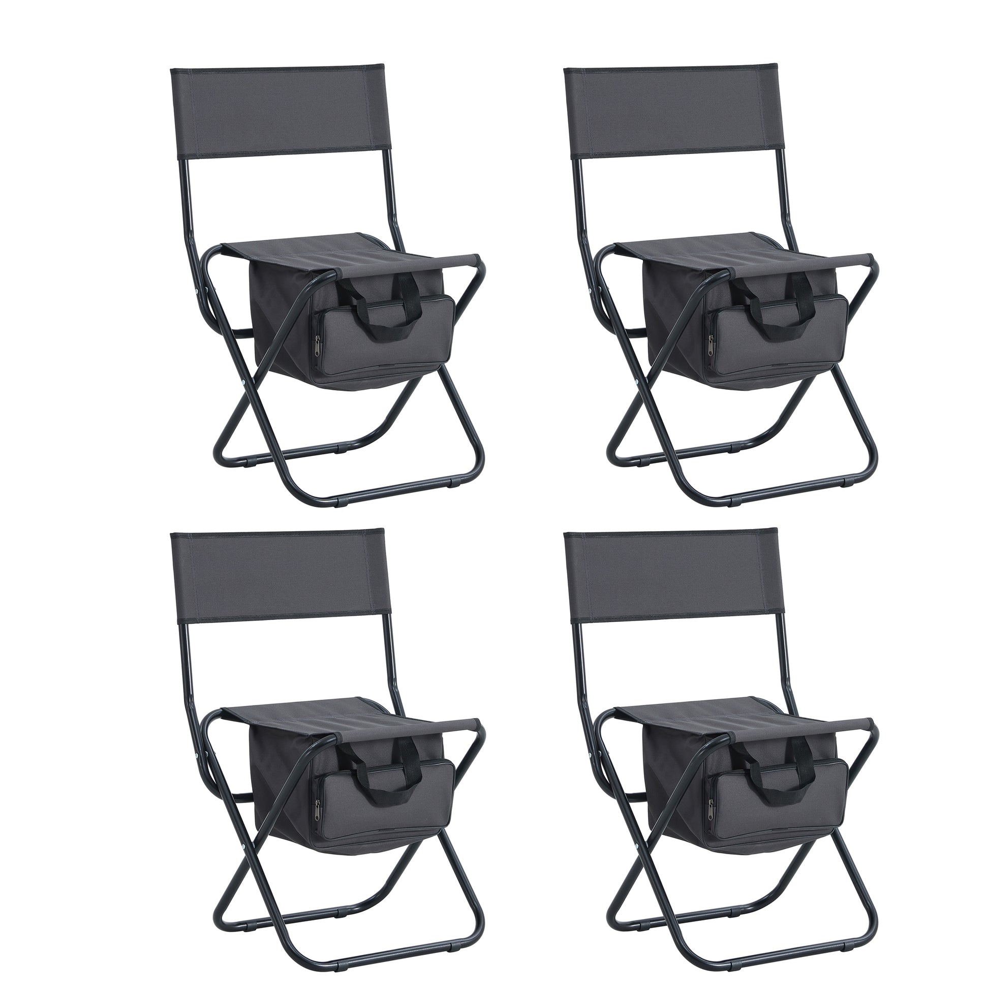 Set Of 5, Folding Outdoor Table And Chairs Set For Indoor, Outdoor Camping, Picnics, Beach,Backyard, Bbq, Party, Patio, Black Gray Black Aluminum