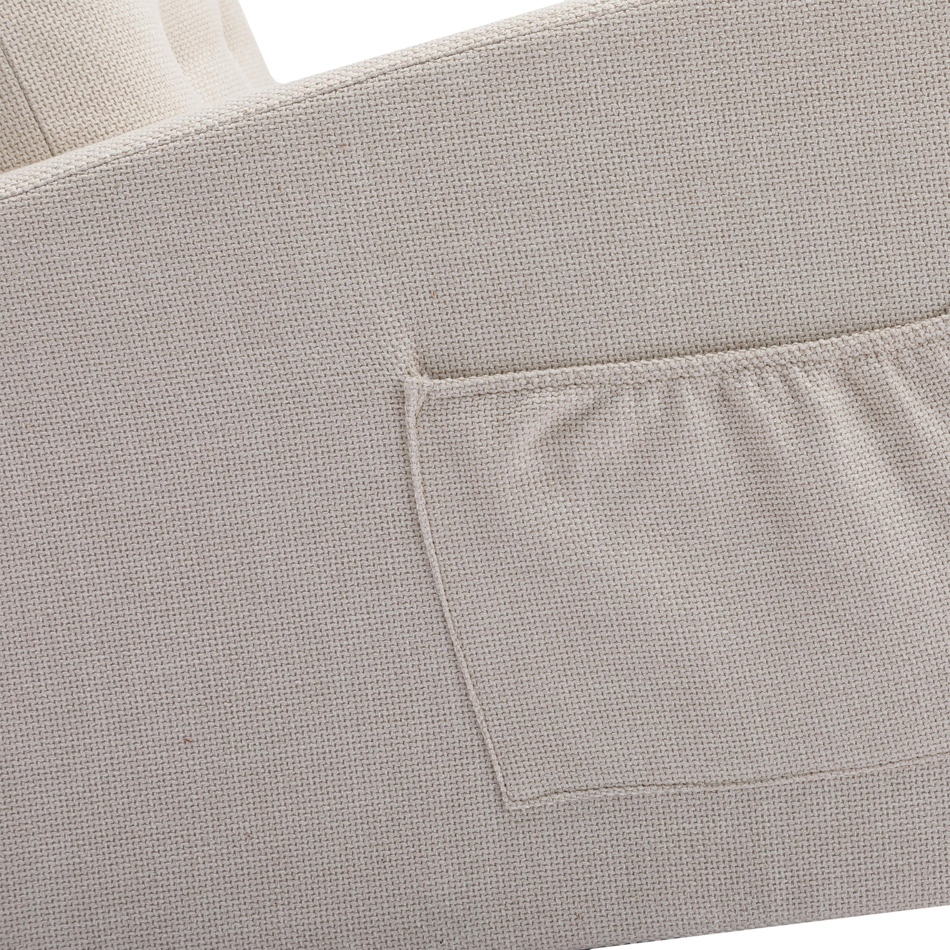 High Back Rocking Chair Nursery Chair .Comfortable Rocker Fabric Padded Seat .Modern High Back Armchair Beige Polyester