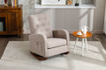 High Back Rocking Chair Nursery Chair .Comfortable Rocker Fabric Padded Seat .Modern High Back Armchair Camel Polyester